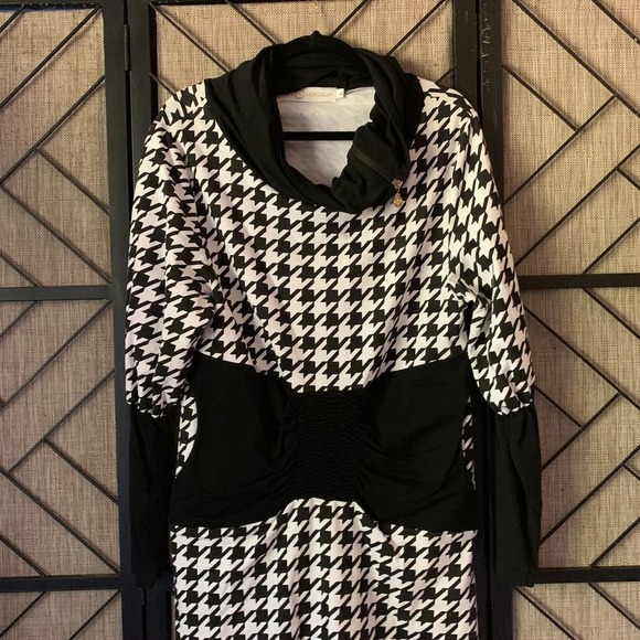 Tracy Negoshian Womens L Hounstooth Sheath Dress Size‎ Large - Picture 11 of 12